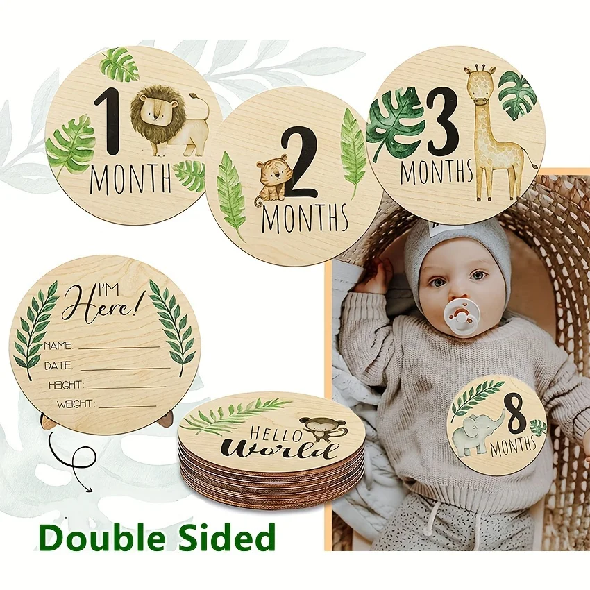 Photography Cheat Sheet - 7PCS Newborn Photography Props Wooden Monthly